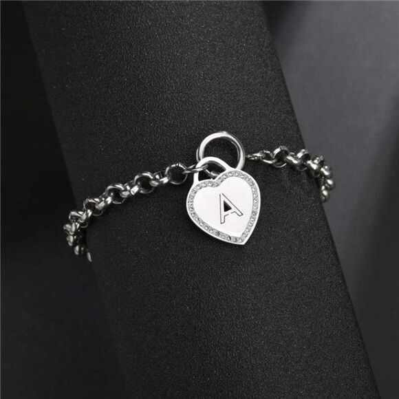 Silver Initial Charm Bracelet Adjustable Anklet - Picture 1 of 5